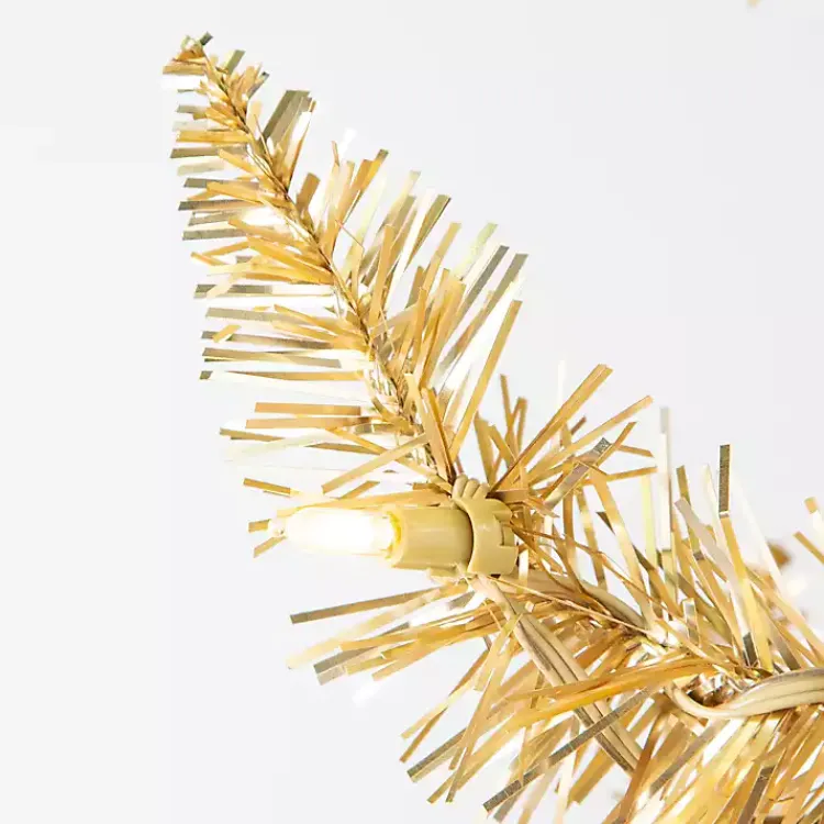 Christmas Trees>Kirklands Home 7.5 ft. Pre-Lit Gold Tinsel Christmas Tree