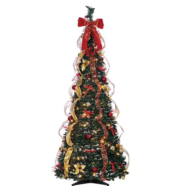 Christmas Trees>Kirklands Home 6 ft. Pre-Lit Pop-Up Decorated Christmas Tree