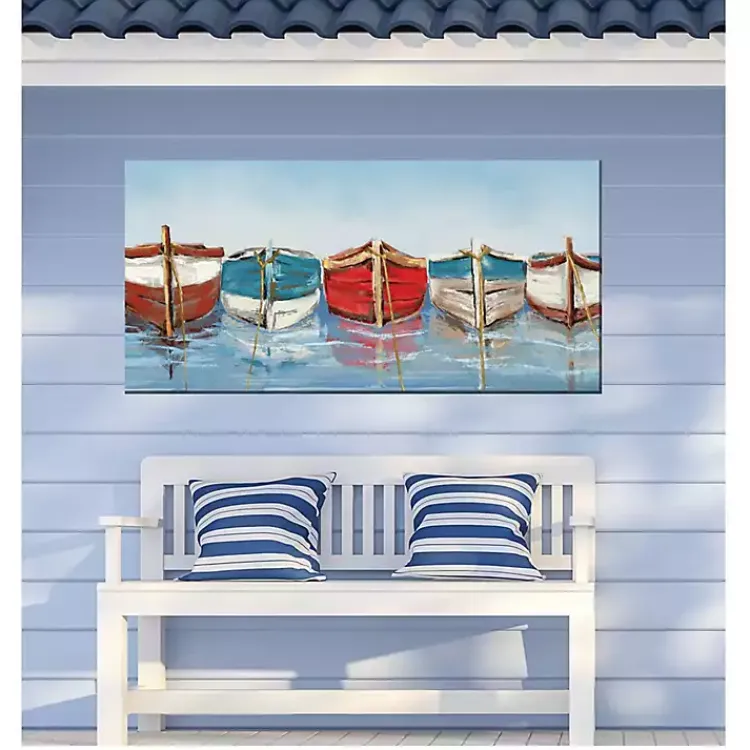 Kirklands Home All in a Row Outdoor Canvas Art Print Blue Discount
