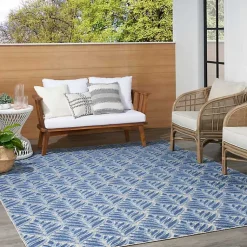 Kirklands Home Aloha Botanical Indoor/Outdoor Rug, 5x7 Blue