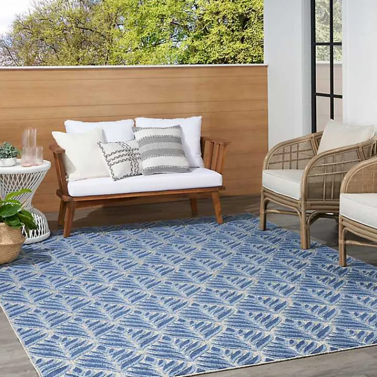 Kirklands Home Aloha Botanical Indoor/Outdoor Rug, 6x9 Blue Discount