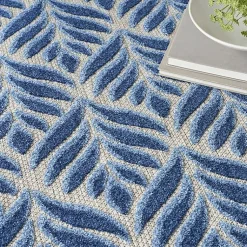 Kirklands Home Aloha Botanical Indoor/Outdoor Rug, 7x10 Blue Best