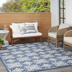 Kirklands Home Aloha Blue Geometric Indoor/Outdoor Area Rug, 9x12 Discount