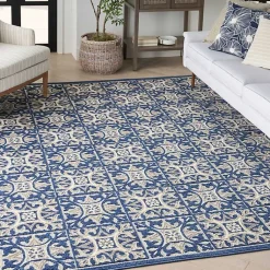 Kirklands Home Aloha Blue Geometric Indoor/Outdoor Area Rug, 9x12 Discount
