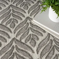 Kirklands Home Aloha Botanical Indoor/Outdoor Rug, 3x5 Gray Outlet