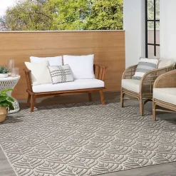 Kirklands Home Aloha Botanical Indoor/Outdoor Rug, 7x10 Gray Outlet
