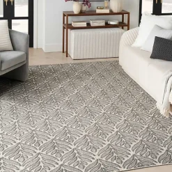 Kirklands Home Aloha Botanical Indoor/Outdoor Rug, 7x10 Gray Outlet