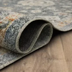 Kirklands Home Amanda Anthracite Washable Area Rug, 9x6 Blue Sale