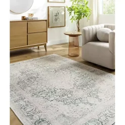 Kirklands Home Amelie Green Traditional Washable Area Rug, 6x9 Clearance