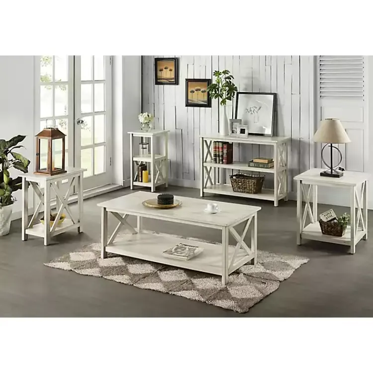 Kirklands Home Antique washed Wood Coffee Table White New