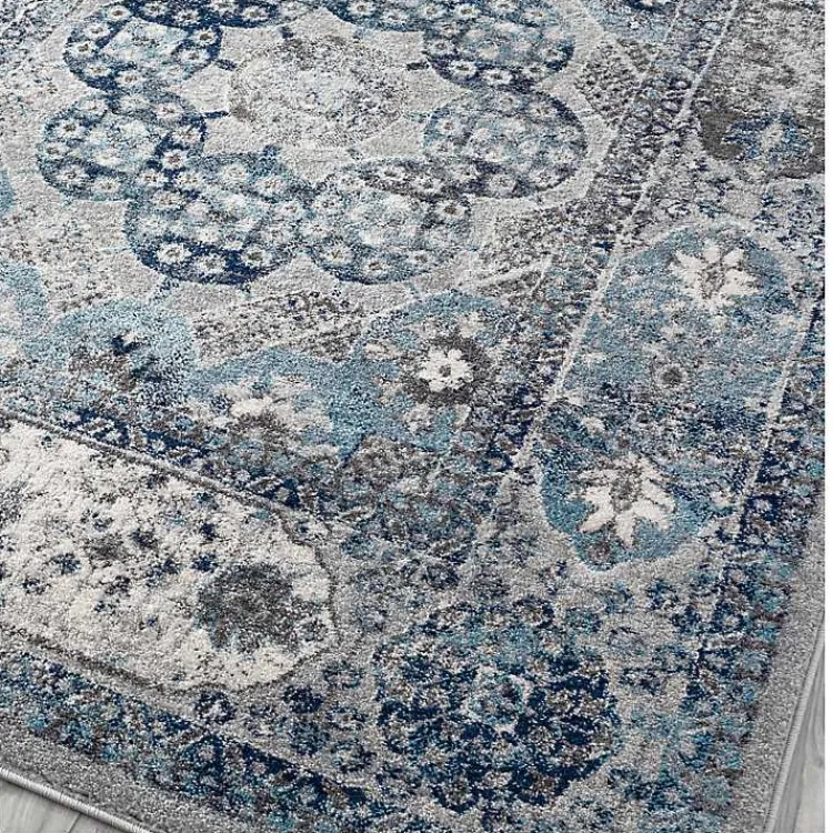 Kirklands Home Aqua and Gray Alex Round Area Rug, 6x6 Clearance