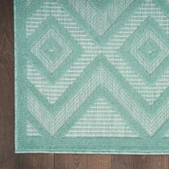 Kirklands Home Aqua Teal Diamond Indoor/Outdoor Area Rug, 5x7 Blue Best