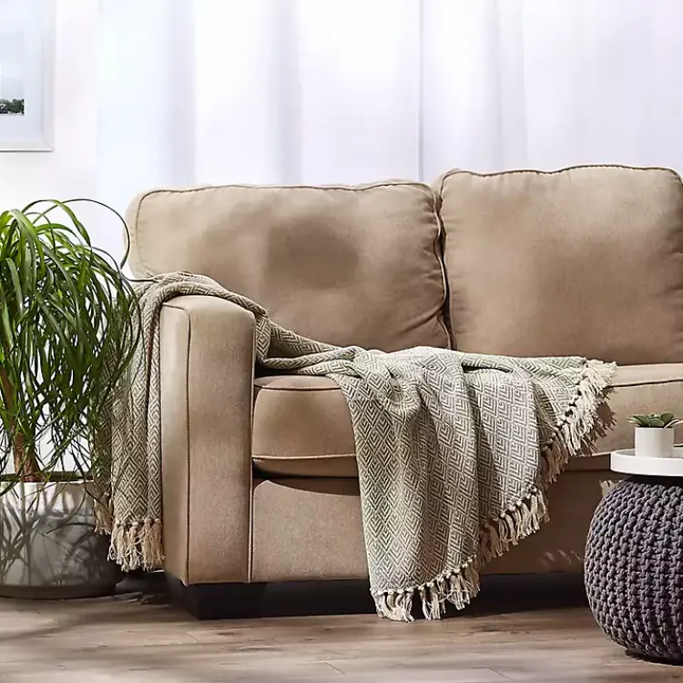 Blankets & Throws>Kirklands Home Artichoke Diamond Fringe Throw Green