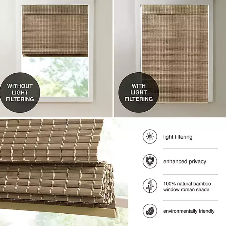 Kirklands Home Ash Bamboo Light Filtering Roman Shade, 29 in. Brown Online