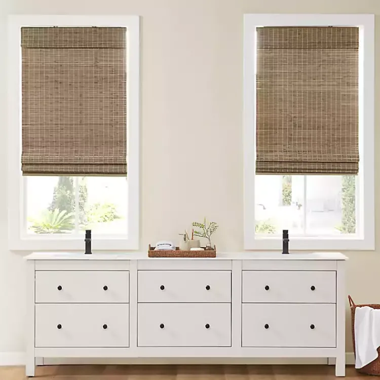Kirklands Home Ash Bamboo Light Filtering Roman Shade, 33 in. Brown Best