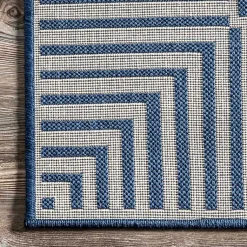 Kirklands Home Asia Blue Stripe Border Outdoor Rug, 5x8 Discount