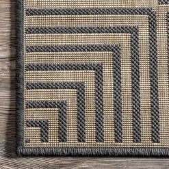 Kirklands Home Asia Gray Stripe Border Outdoor Rug, 8x10 Discount