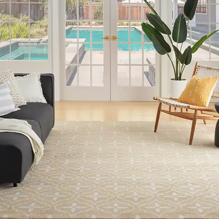 Kirklands Home Beige & Ivory Quatrefoil Indoor/Outdoor Rug, 5x7 Best