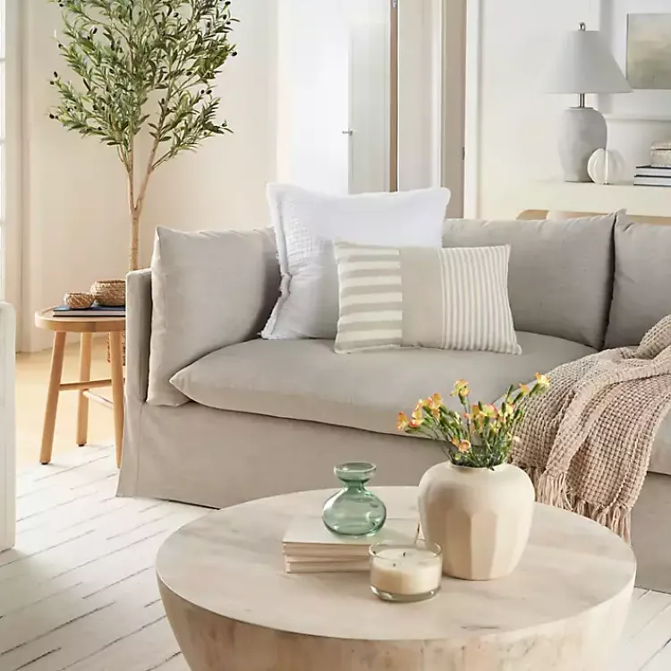 Pillows>Kirklands Home Beige Asymmetrical Stripes Lumbar Pillow Tan