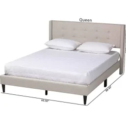 Kirklands Home Beige Button Tufted Headboard Full Platform Bed Tan Outlet