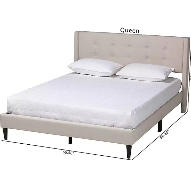 Kirklands Home Beige Button Tufted Headboard Full Platform Bed Tan Outlet