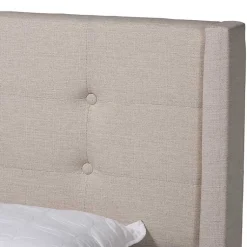 Kirklands Home Beige Button Tufted Headboard Queen Bed Frame Tan Clearance