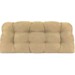 Kirklands Home Beige French Edge Outdoor Wicker Settee Cushion Tan Outlet