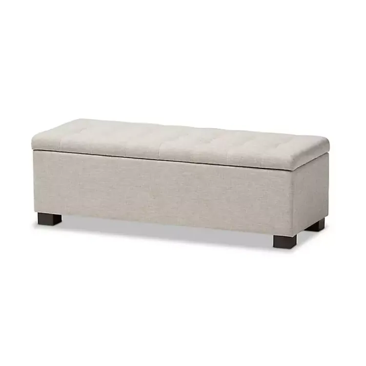 Kirklands Home Beige Grid-Tufted Contemporary Storage Bench Tan Hot