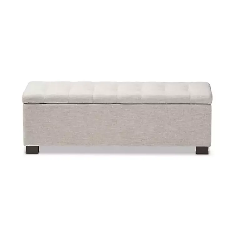 Kirklands Home Beige Grid-Tufted Contemporary Storage Bench Tan Hot