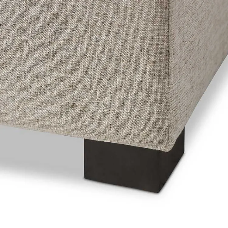 Kirklands Home Beige Grid-Tufted Contemporary Storage Bench Tan Hot