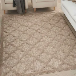 Kirklands Home Beige Trellis Indoor/Outdoor Area Rug, 5x7 Tan Hot