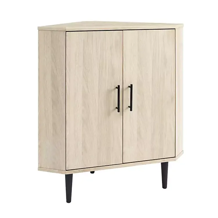 Kirklands Home Birch Wood Finish Corner Cabinet Tan New