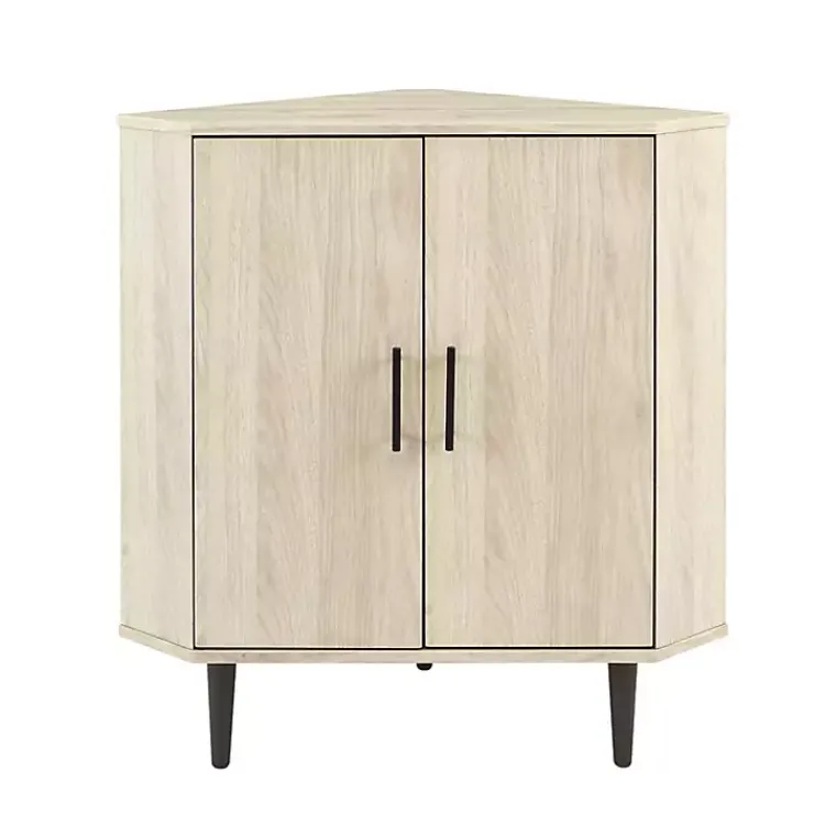 Kirklands Home Birch Wood Finish Corner Cabinet Tan New