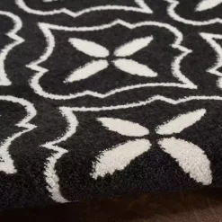 Kirklands Home Black & Ivory Quatrefoil Indoor/Outdoor Runner Clearance