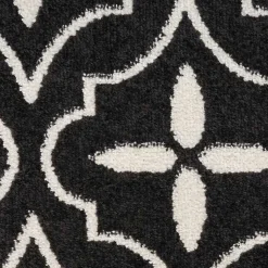 Kirklands Home Black & Ivory Quatrefoil Indoor/Outdoor Rug, 4x6 New