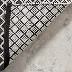 Kirklands Home Black & White Trellis Indoor/Outdoor Rug, 4x6 New
