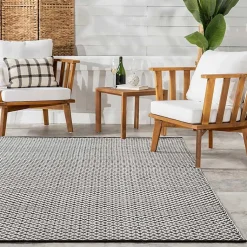 Kirklands Home Black & White Trellis Indoor/Outdoor Rug, 4x6 New