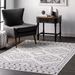 Kirklands Home Black and Ivory Moroccan Washable Area Rug, 4x6 Discount