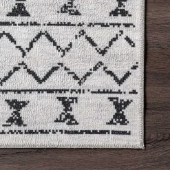 Kirklands Home Black and Ivory Moroccan Washable Area Rug, 4x6 Discount