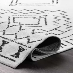 Kirklands Home Black and Ivory Moroccan Washable Area Rug, 5x8 Outlet
