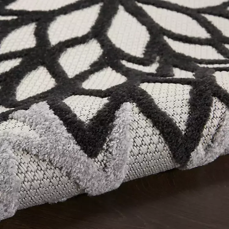 Kirklands Home Black and White Floral Outdoor Area Rug, 5x7 Clearance