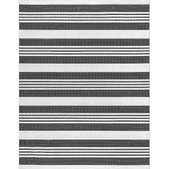 Kirklands Home Black and White Striped Washable Area Rug, 4x6 Discount