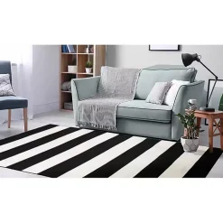 Kirklands Home Black Cabana Stripe Indoor/Outdoor Area Rug, 7x9 Best