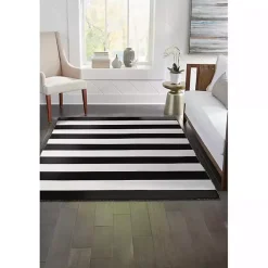 Kirklands Home Black Cabana Stripe Indoor/Outdoor Area Rug, 7x9 Best