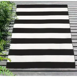 Kirklands Home Black Cabana Stripe Indoor/Outdoor Area Rug, 7x9 Best
