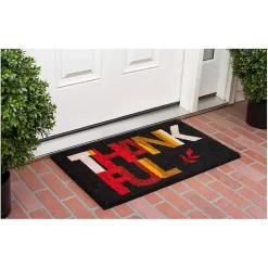 Fall>Kirklands Home Black Colorblock Thankful Doormat