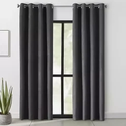 Kirklands Home Faux Suede out Curtain Panel, 84 in. Black Clearance