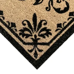 Kirklands Home Black Fleur De Lis Monogram H Doormat Clearance