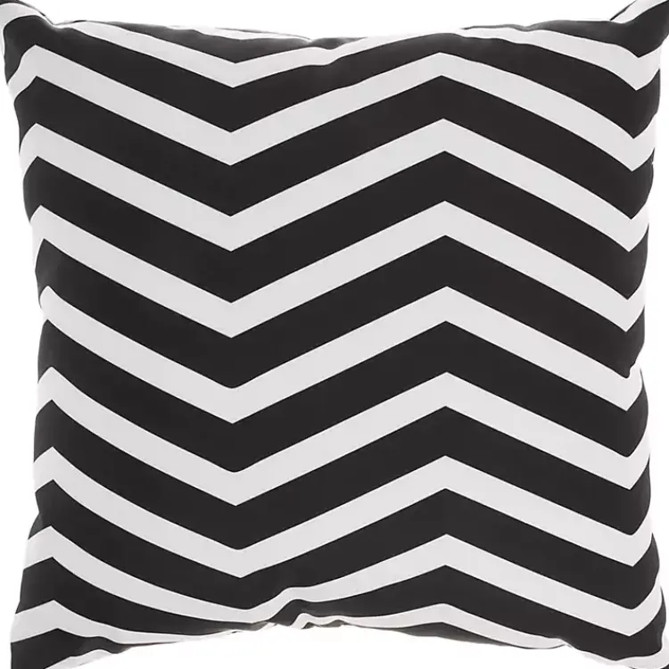 Kirklands Home Floral Chevron Outdoor Throw Pillow Black Outlet