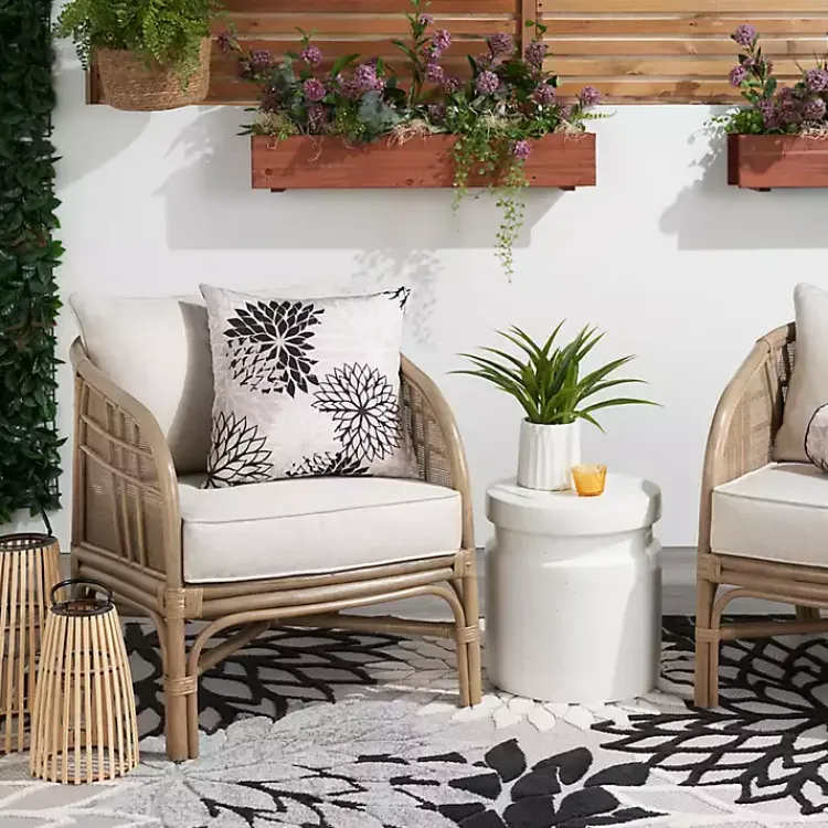 Kirklands Home Floral Chevron Outdoor Throw Pillow Black Outlet